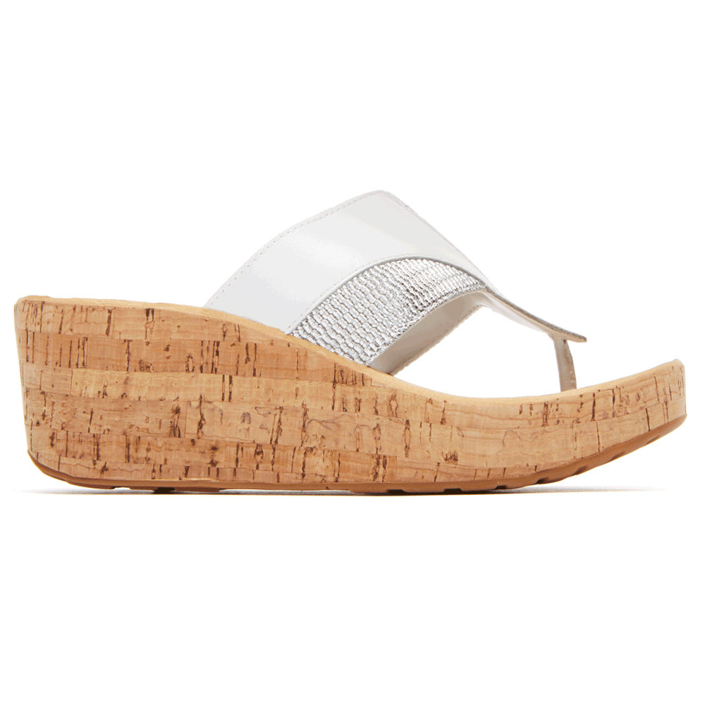 Cunhas Rockport Mulher Branco - Weekend Casuals Lanea Gore Thong - 73102BIJW